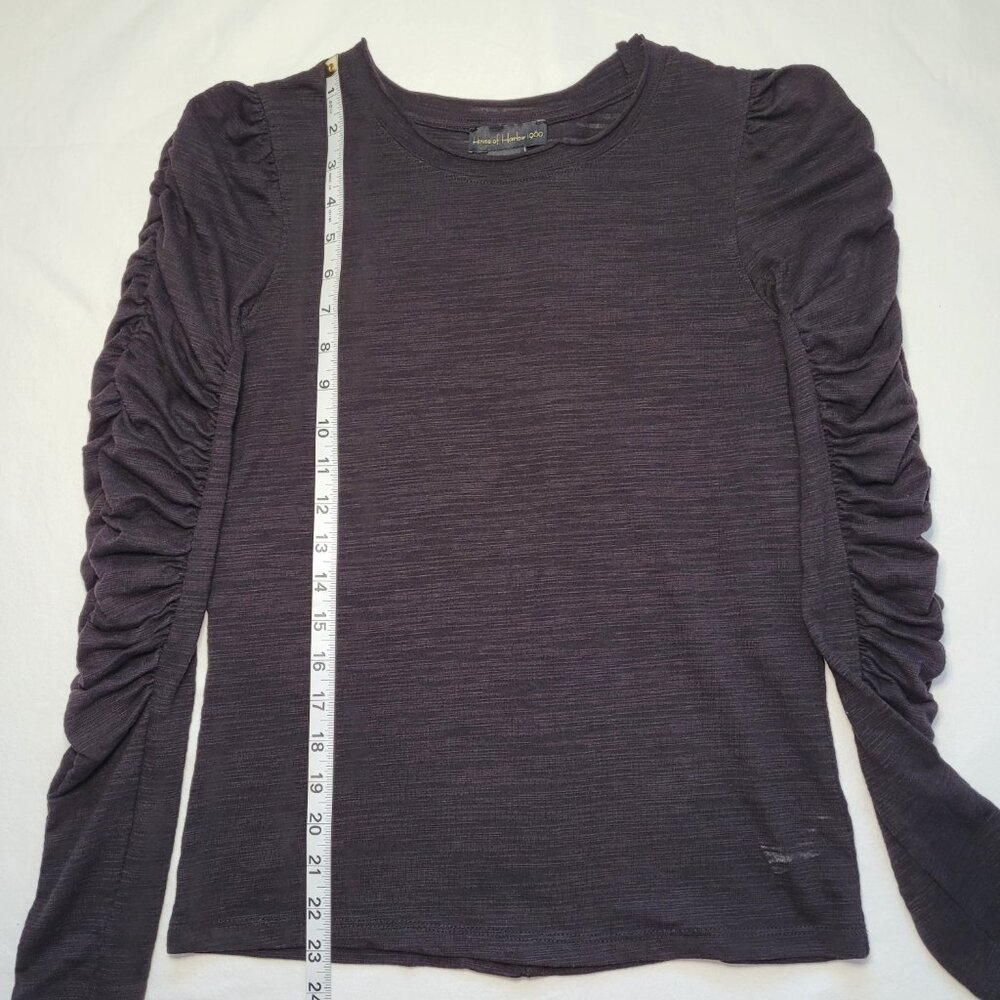 House of Harlow 1960 Ruched Long Sleeve Top Burnout Black Small Poetcore - Picture 6 of 11